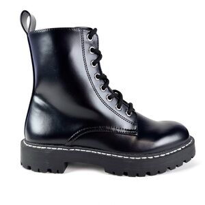 H&M Black Ankle Combat Boots – Chunky Lug Sole | Size 5
